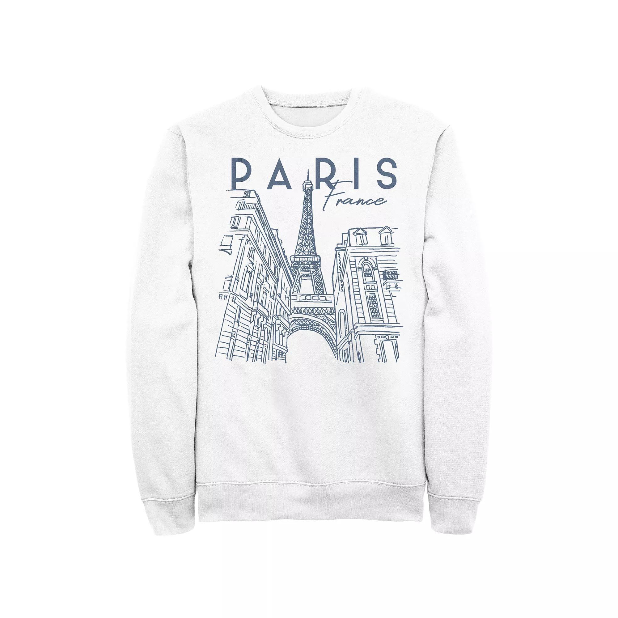 Men's Paris, France City Sketch Fleece, Size: Medium, White Product Image