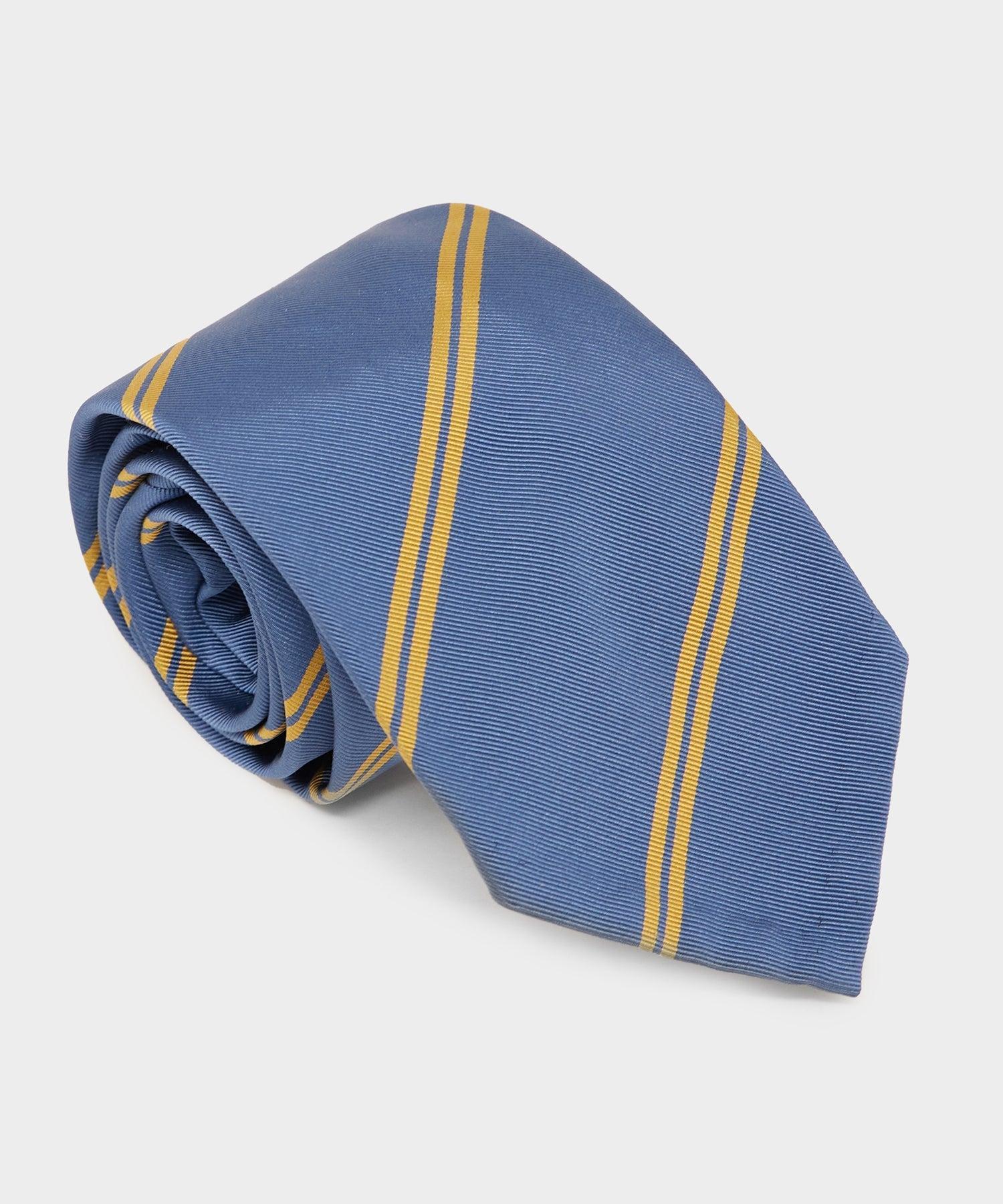 Italian Silk Tie in Blue Gold Stripe Product Image