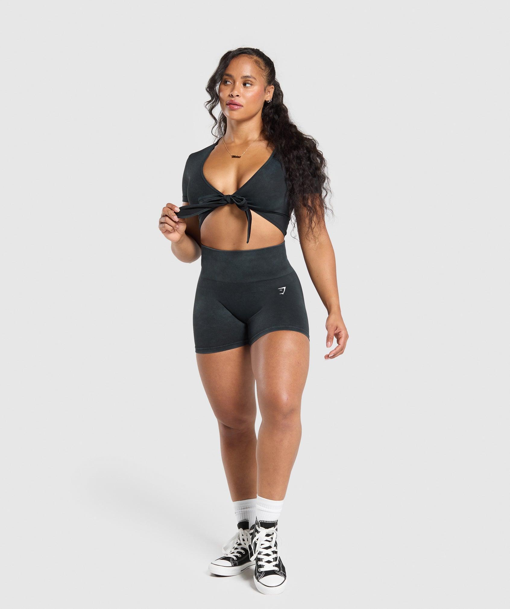 Gymshark Gains Seamless Crop Top - Black Female Product Image