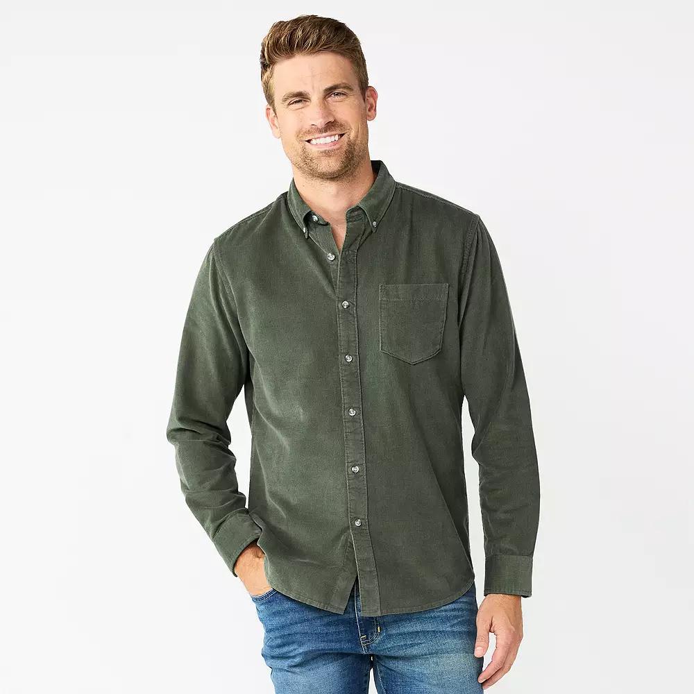 Men's Sonoma Goods For Life® Long Sleeve Perfect Length Button-Down Shirt, Size: XXL, Armour Gray Product Image