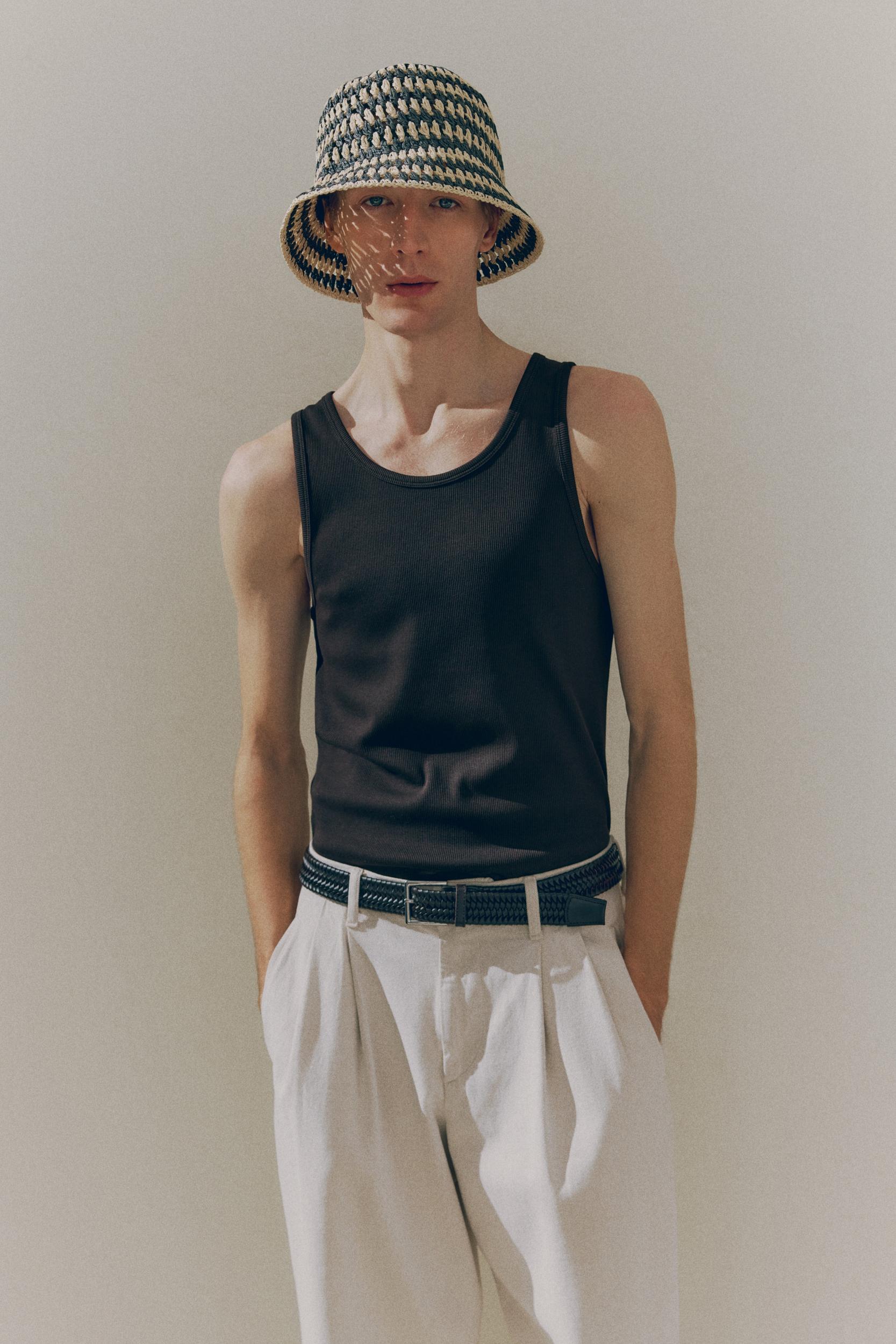 Slim Fit Ribbed Tank Top Product Image