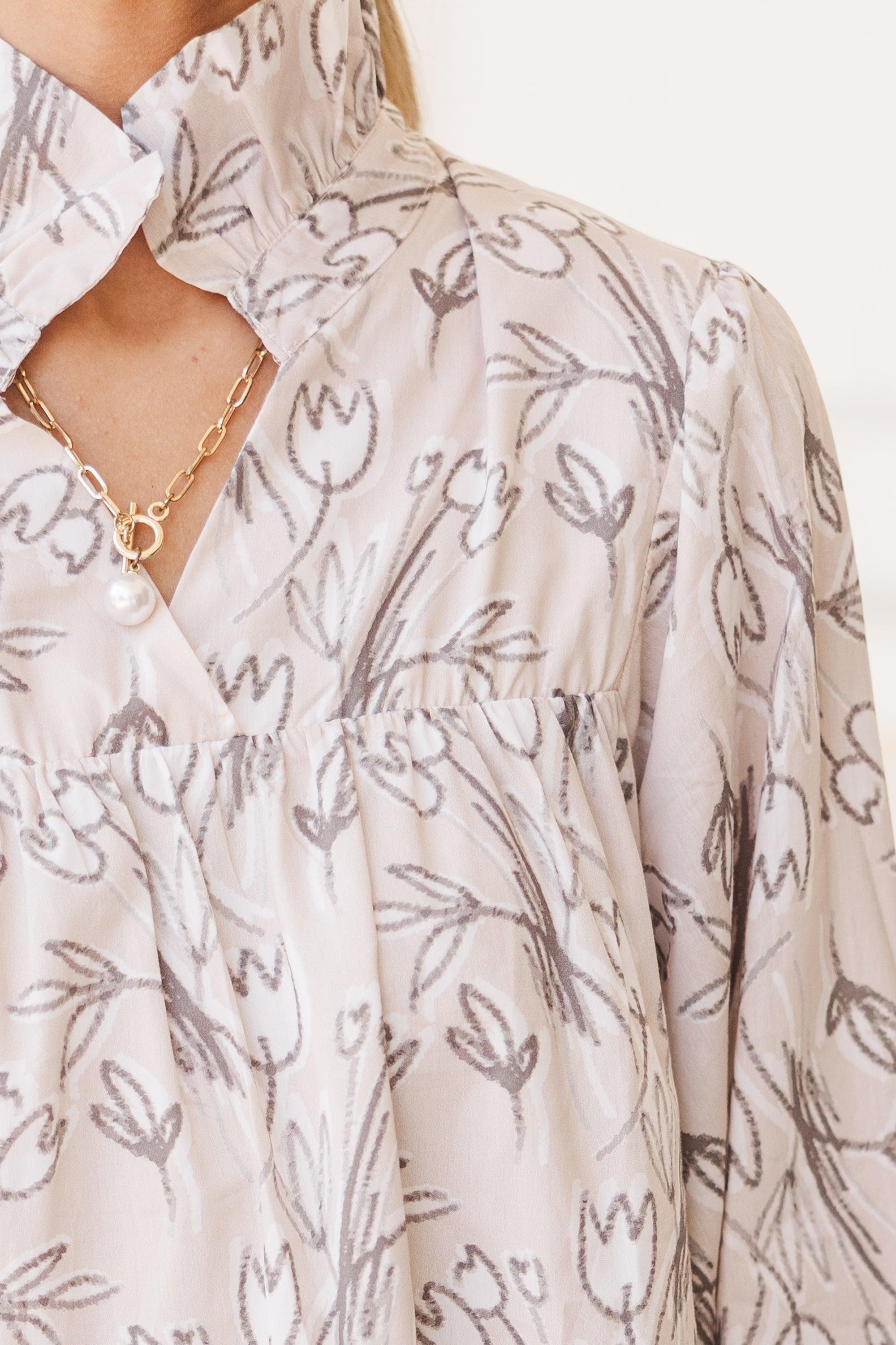 Always With Love Taupe Brown Floral Blouse Female Product Image