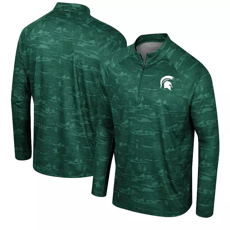 Men's Colosseum Green Michigan State Spartans Carson Raglan Quarter-Zip Jacket, Size: XL Product Image
