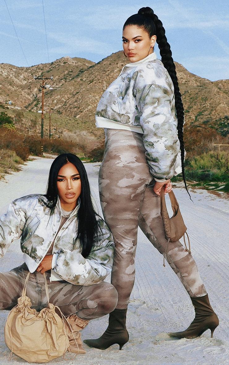 Plus Grey Camo Printed Mesh Jumpsuit Product Image