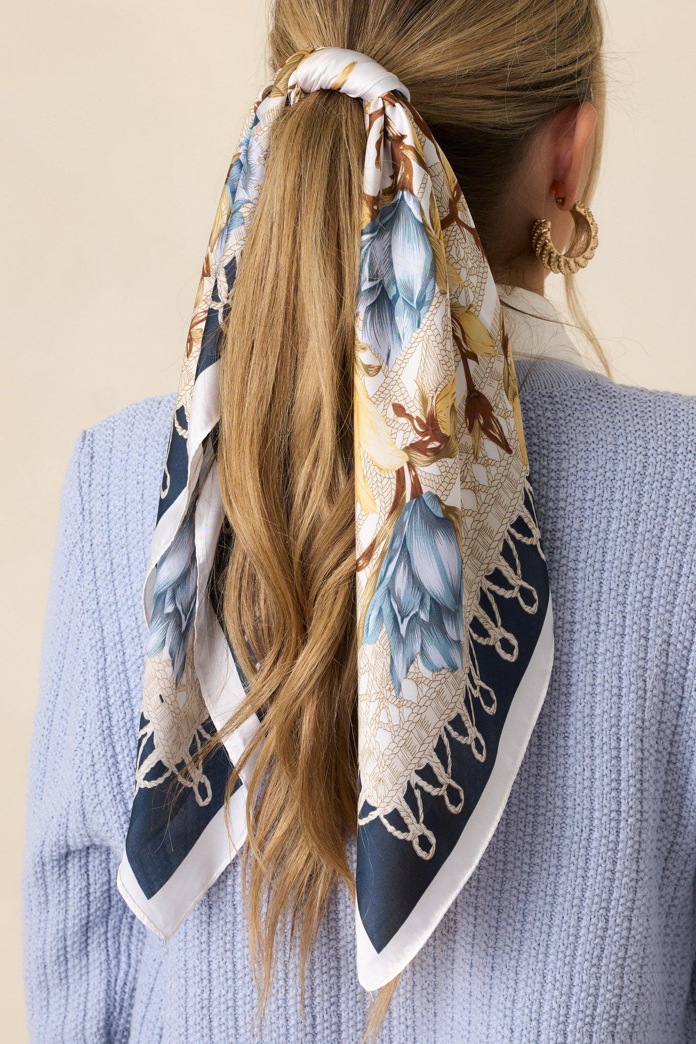 From The Top Navy Floral Print Scarf Product Image