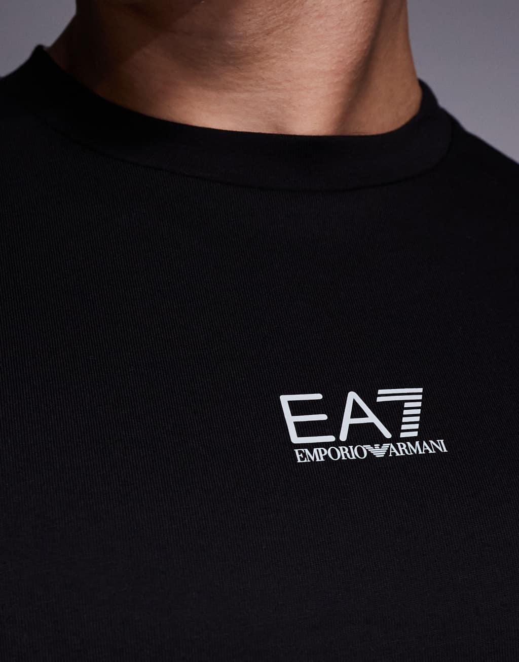 Armani EA7 color block central logo T-shirt in black Product Image