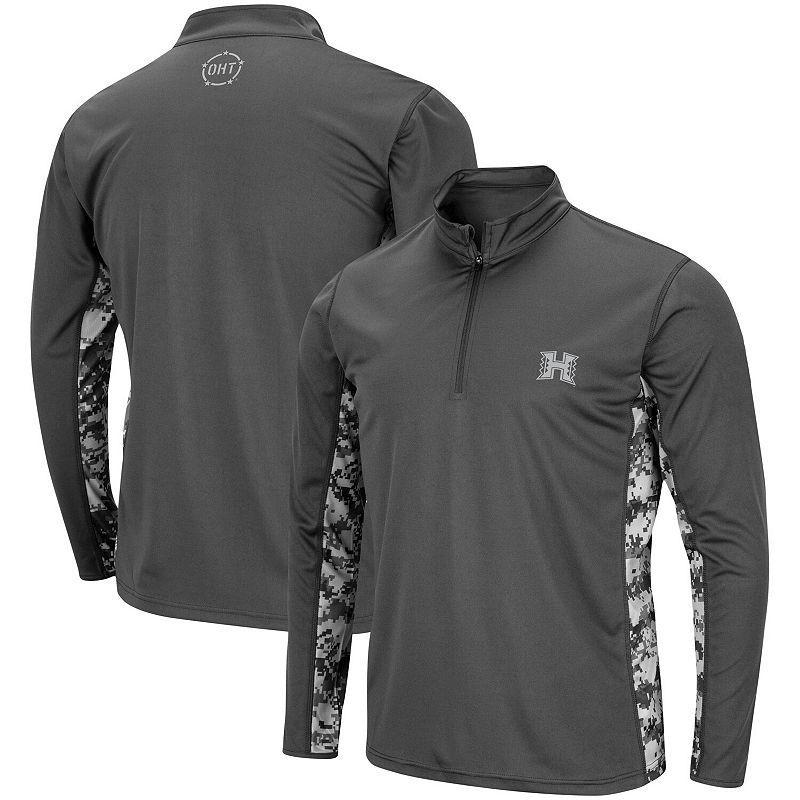 Mens Colosseum Charcoal Hawaii Warriors OHT Military Appreciation Digital Camo Quarter-Zip Jacket Product Image