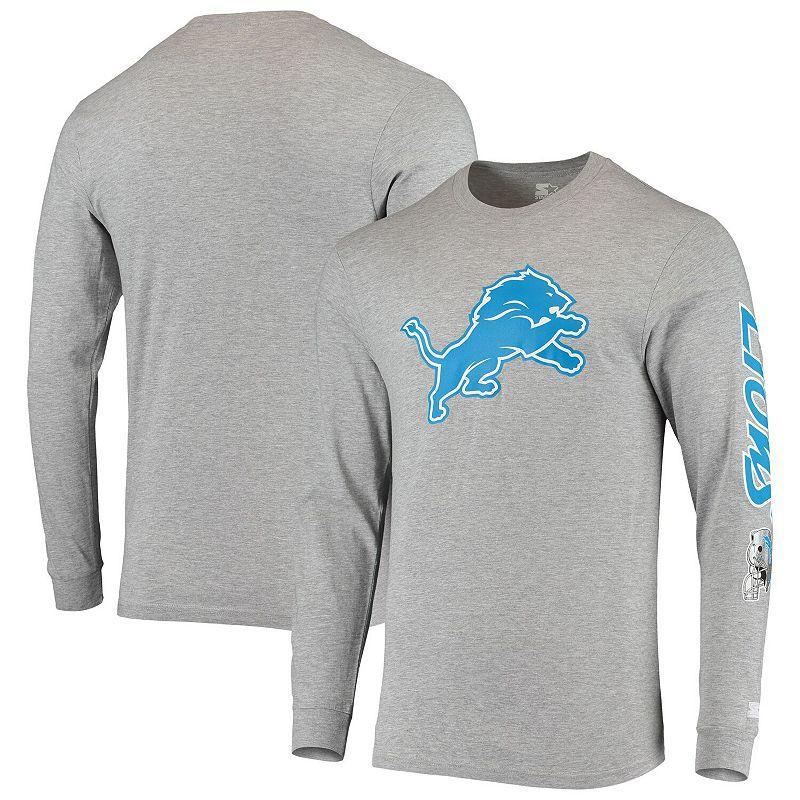 Mens Starter Heathered Gray Detroit Lions Halftime Long Sleeve T-Shirt Product Image