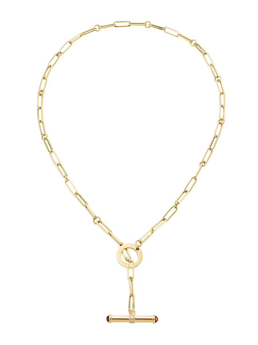 Womens 18K Gold, Diamond & Ruby Lariat Necklace Product Image