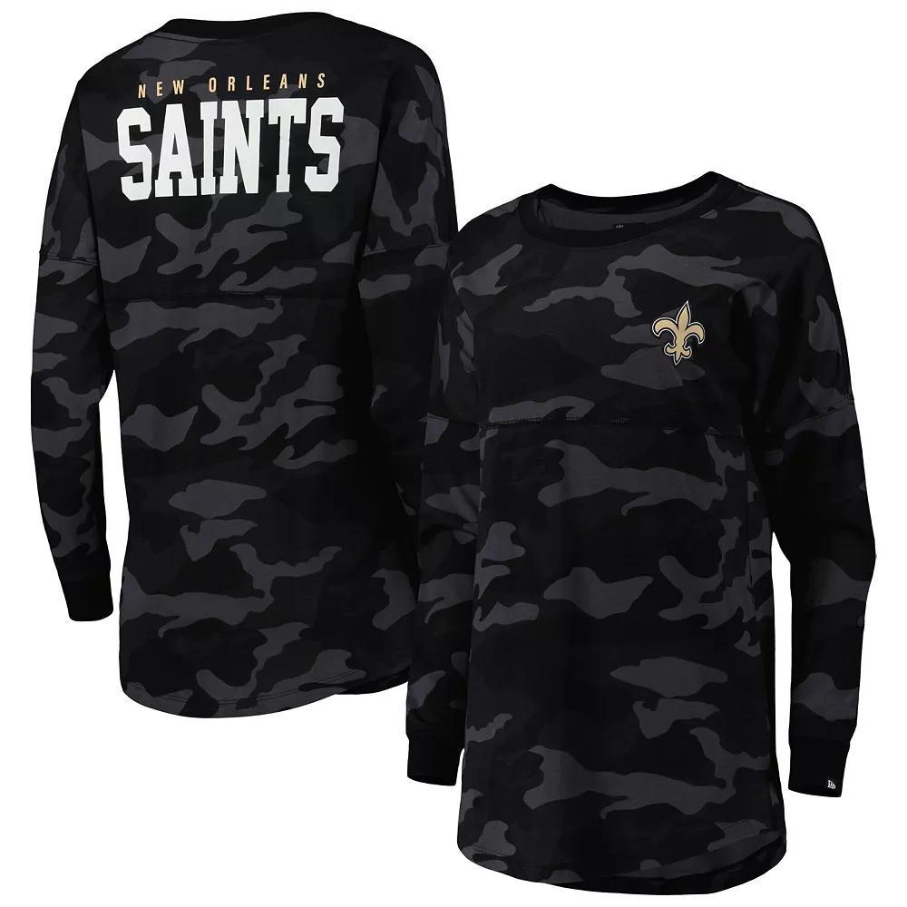 Women's New Era Black New Orleans Saints Camo Long Sleeve T-Shirt,  Product Image