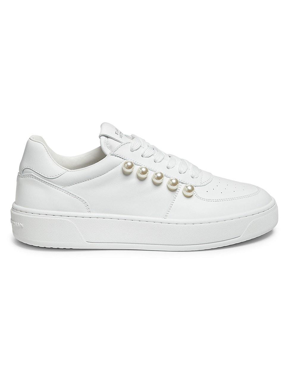 Leather Pearly Stud Low-Top Sneakers Product Image