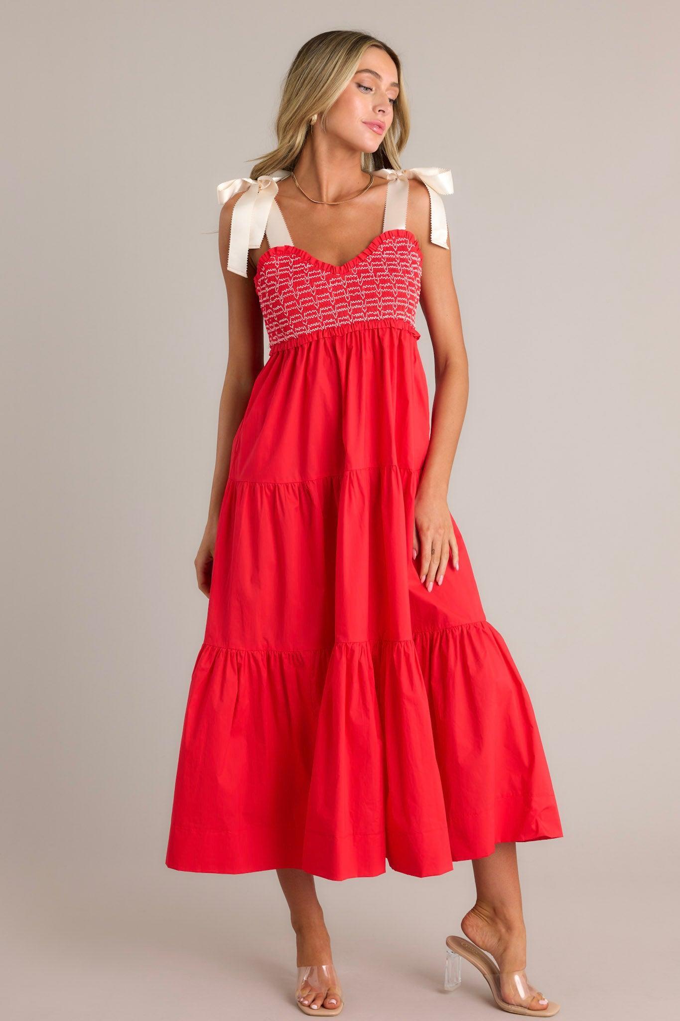 The Felicity Red Cotton Maxi Dress Product Image