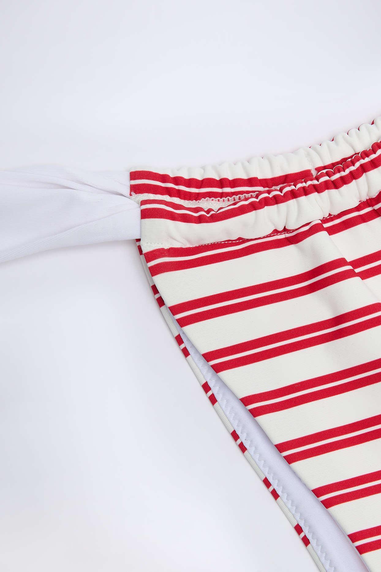 Ruched Cheeky Bikini Bottoms in Cherry Red Product Image