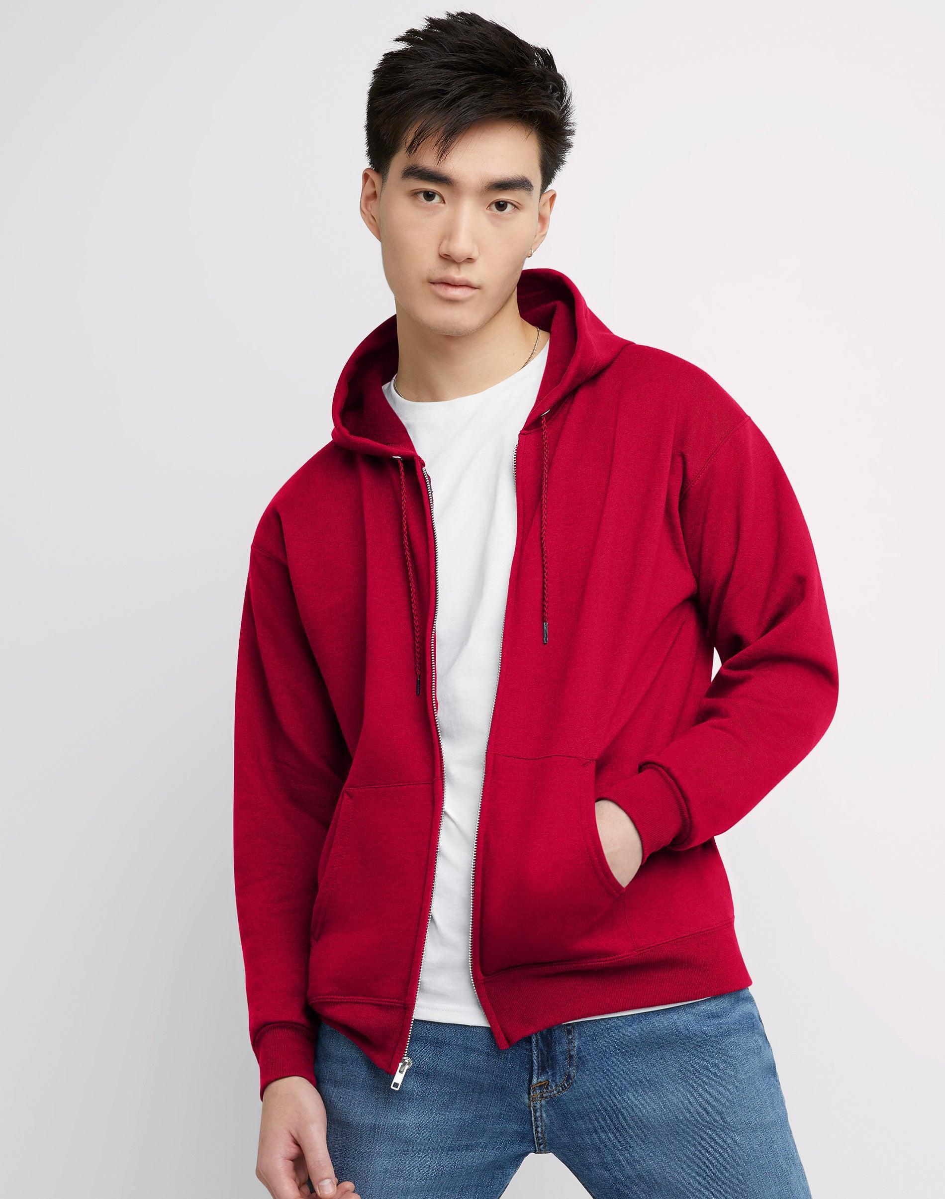 Men's Hanes® EcoSmart Fleece Full-Zip Hooded Jacket, Size: Small, Maroon1 Product Image