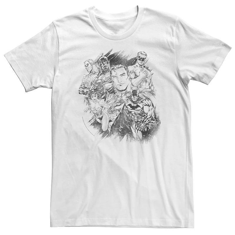 Big & Tall DC Comics Justice League Group Shot Black & White Sketch Tee, Men's, Size: Large Tall Product Image