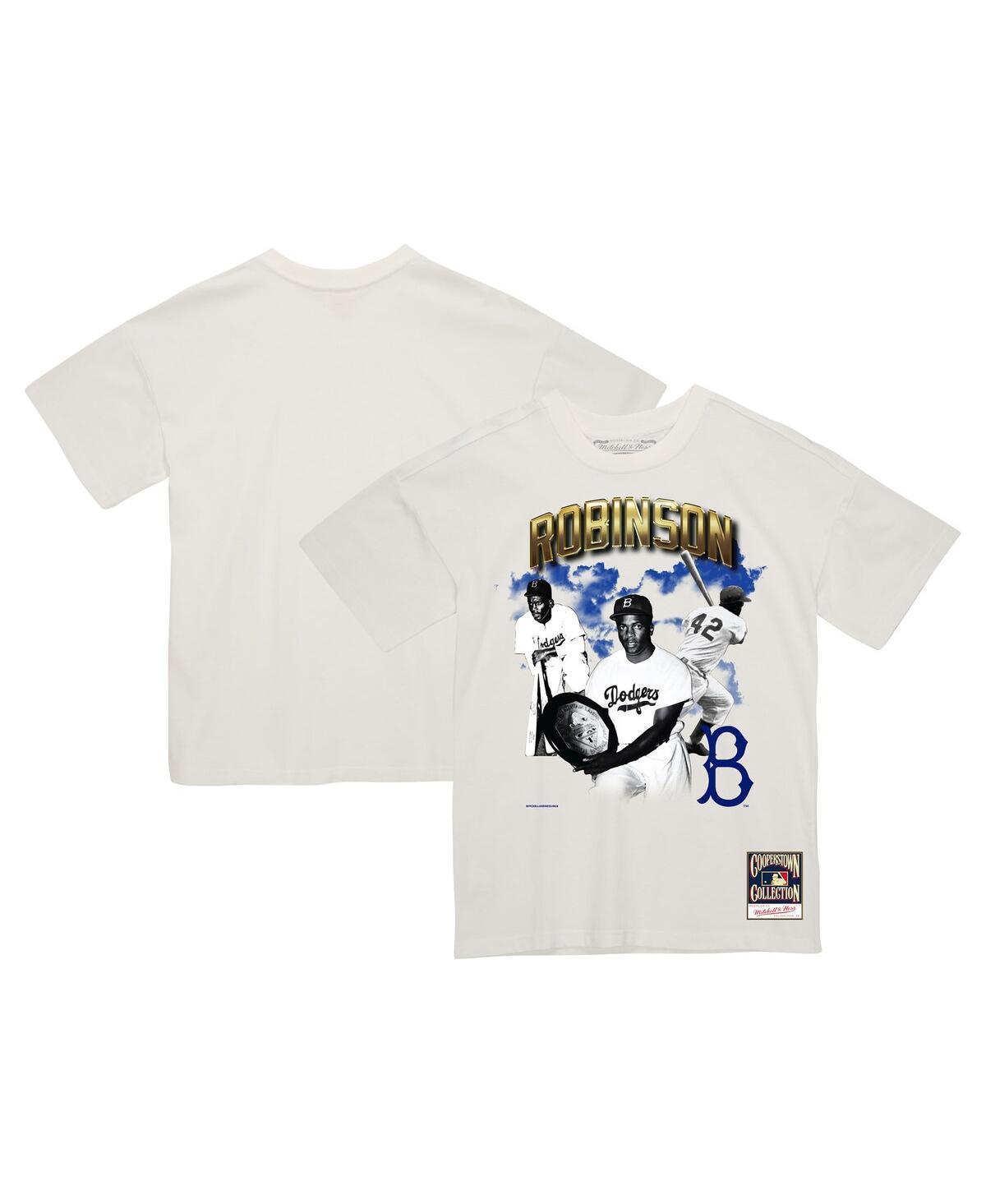 Mitchell & Ness Mens Jackie Robinson Cream Brooklyn Dodgers Cooperstown Collection vintage-like Collage T-Shirt Product Image