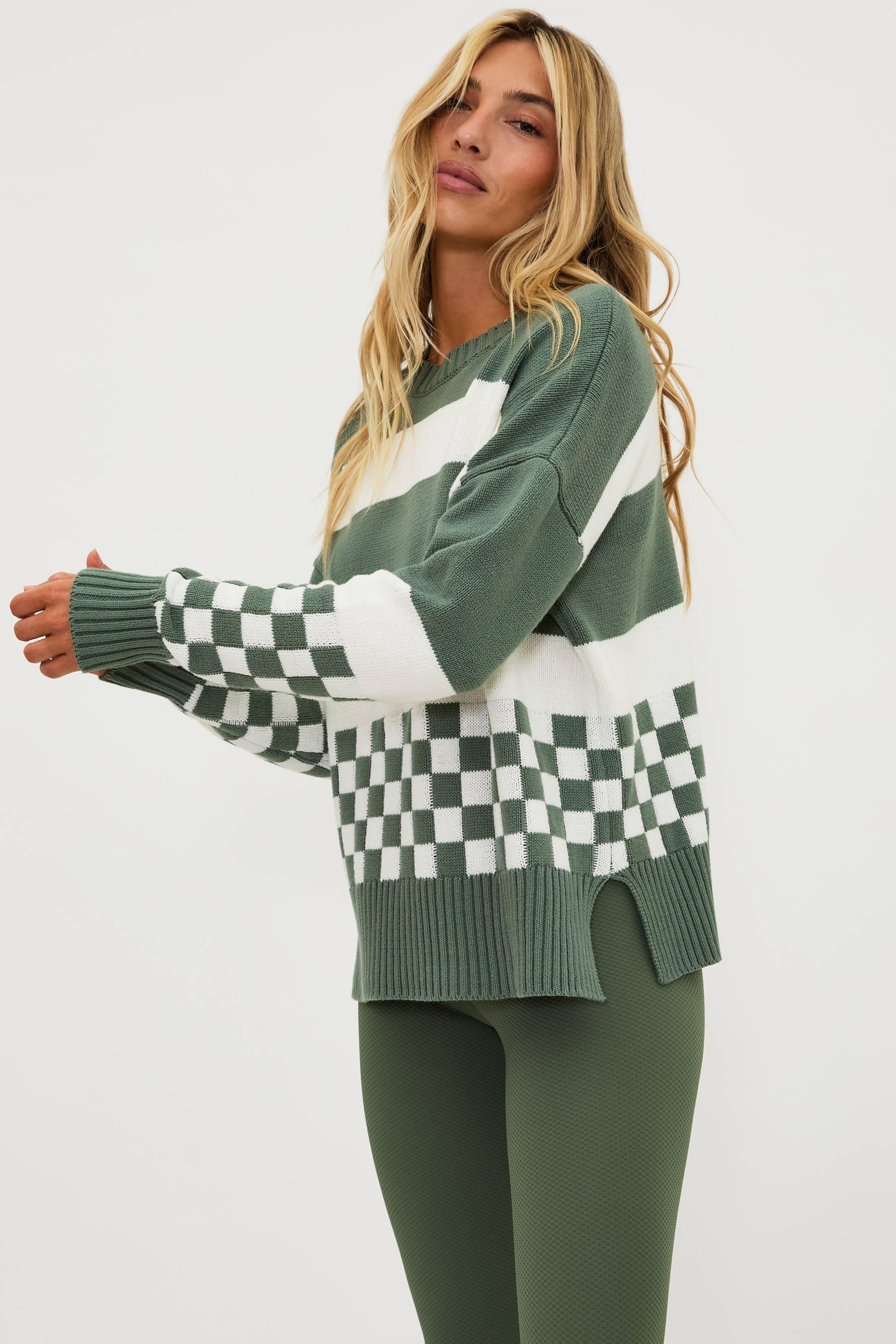 Callie Sweater Olive Check Product Image