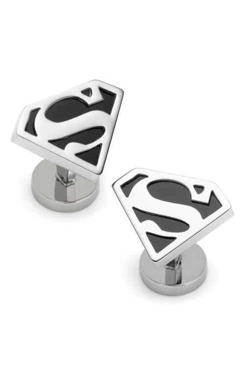 Mens Superman Black Onyx Stainless Steel Cufflinks Product Image