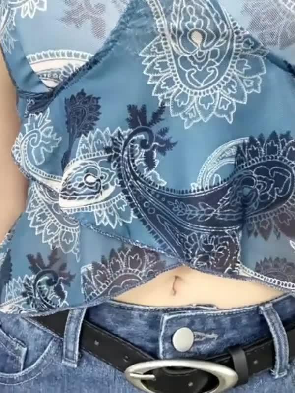 Cross Over Mesh Crop Cami Top Product Image