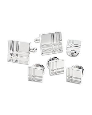 Mens Plaid Square Cufflinks Set Product Image