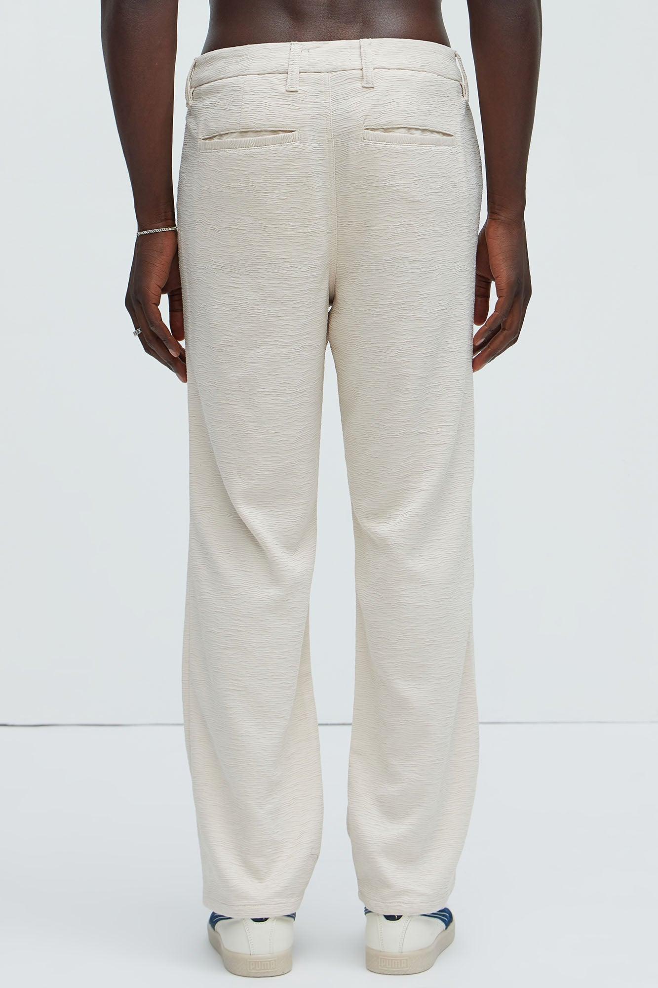 Blaze Textured Straight Pants II - Cream Product Image