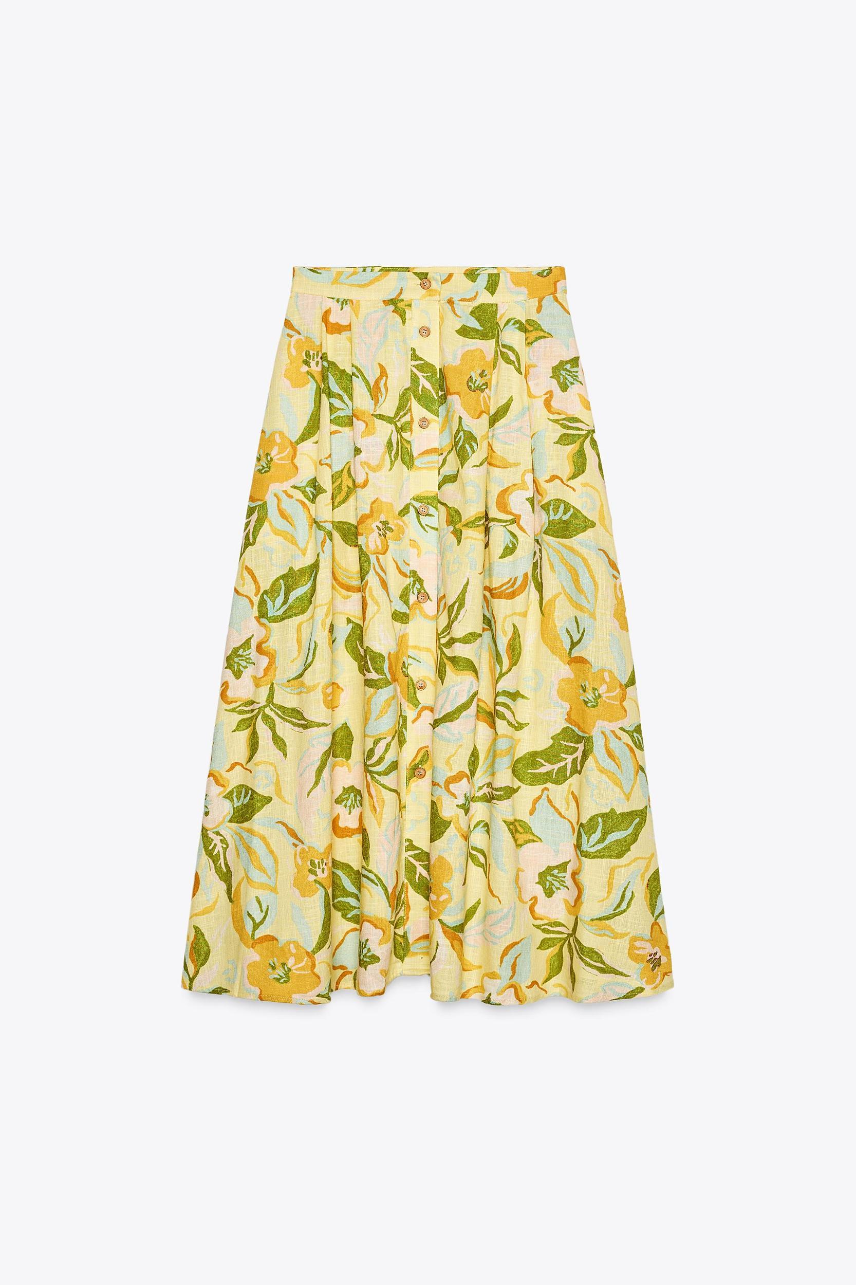 PRINTED LINEN SKIRT Product Image