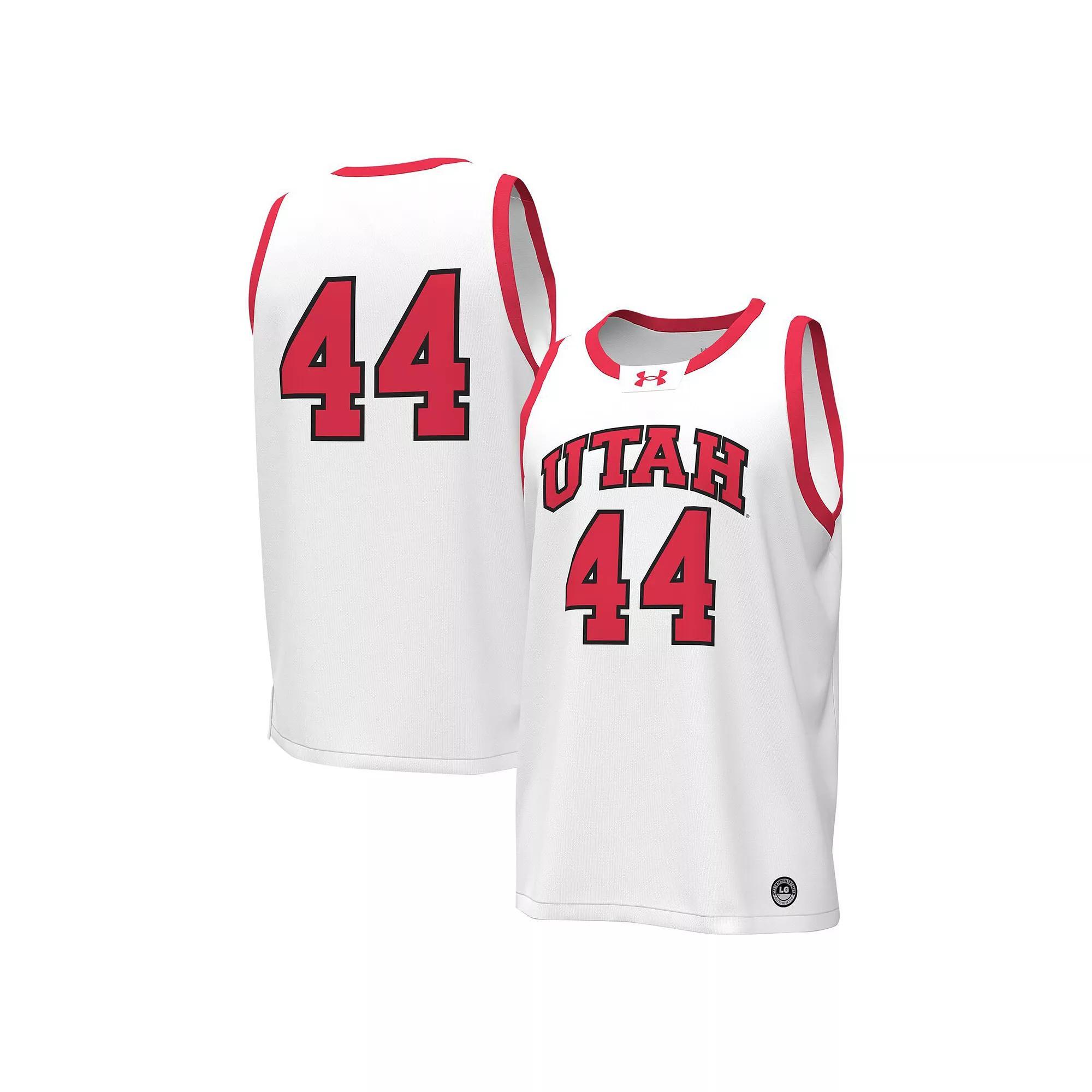 Men's Under Armour #44 White Utah Utes Replica Basketball Jersey, Size: Small, Ute White Product Image