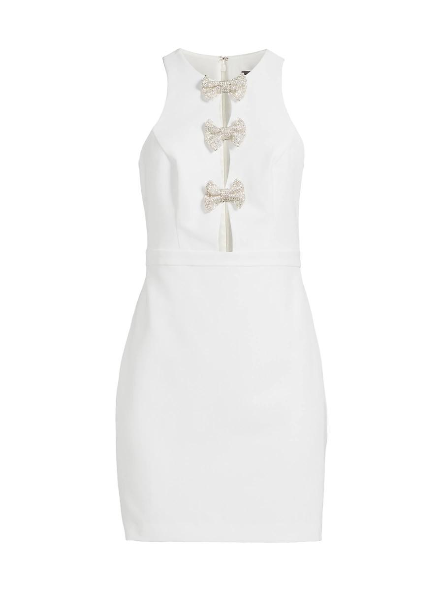 Womens Crystal-Embellished Bow Cut-Out Minidress Product Image