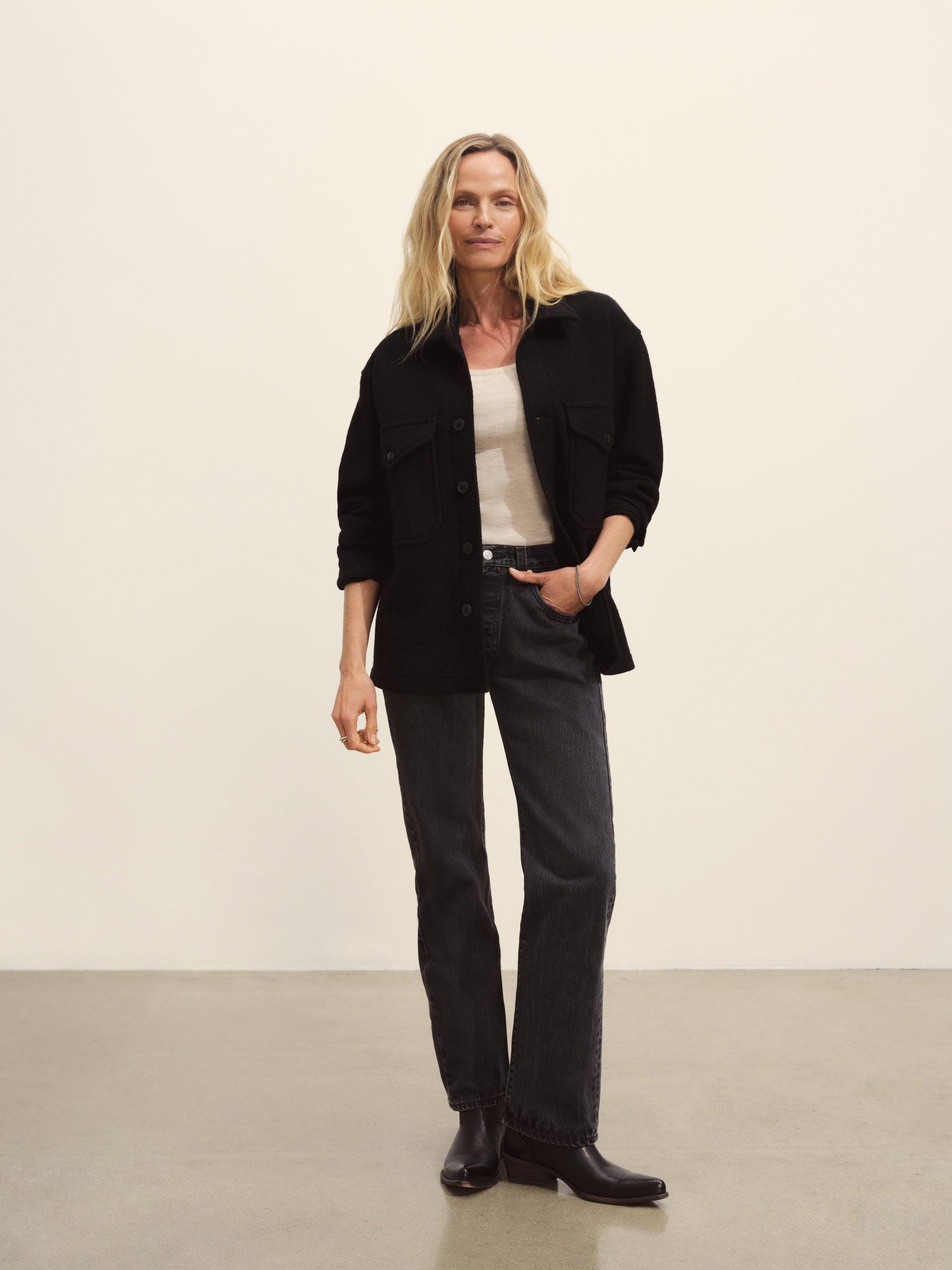 Black Felted Wool Field Shirt Product Image