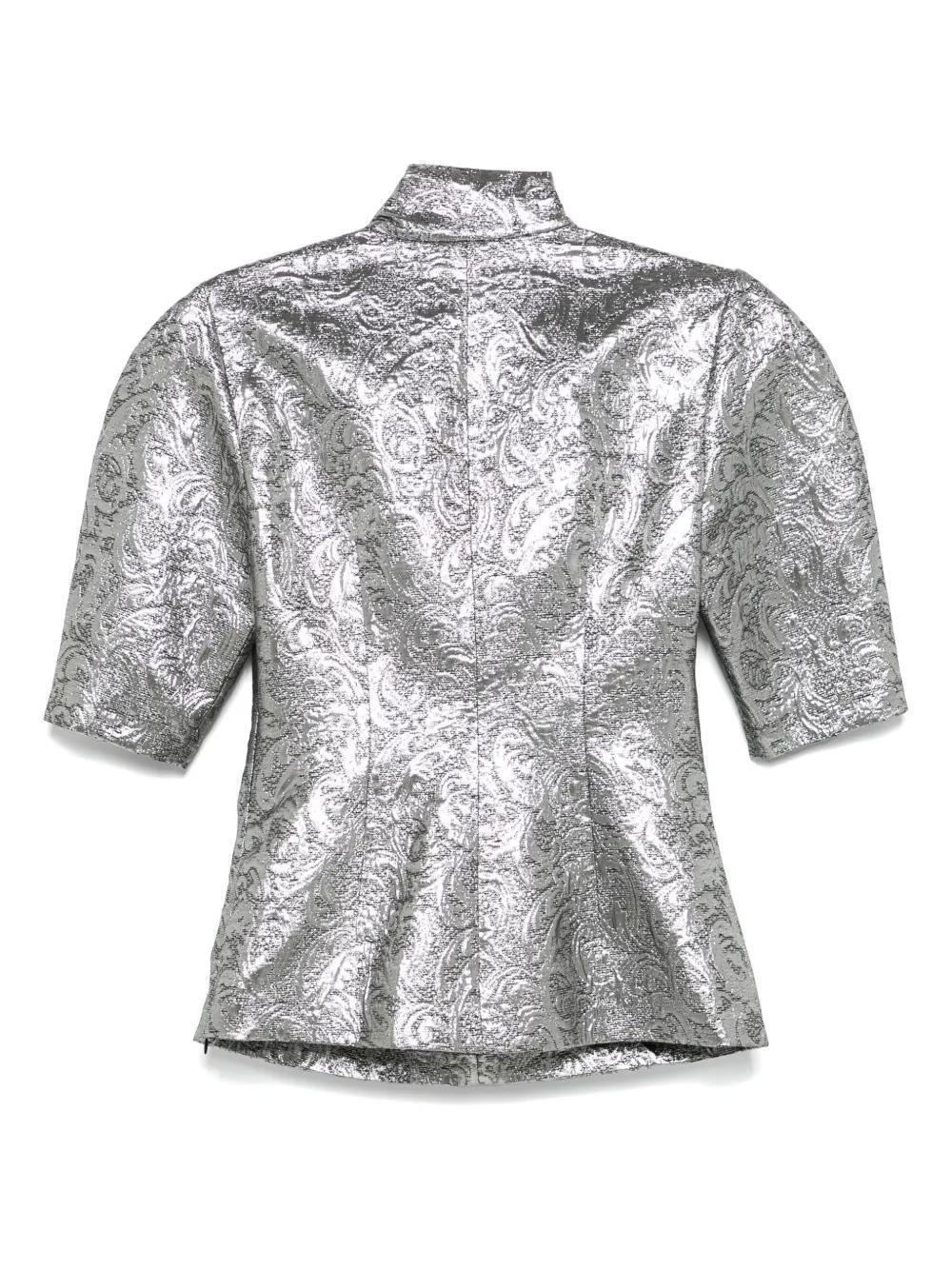 MSGM Metallic-effect Blouse In Silber Product Image