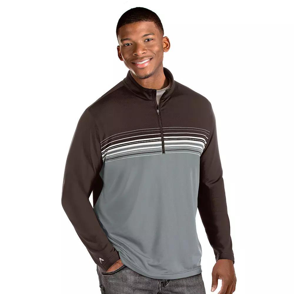Men's Antigua Pace Regular-Fit Colorblock Quarter-Zip Pullover, Size: Large, Brown Product Image