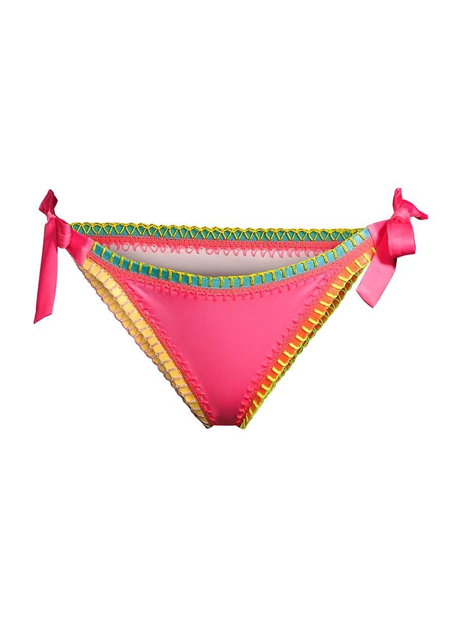 Womens Platinum Crochet-Trimmed String Bikini Bottom Product Image