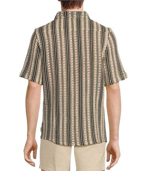 Rowm Outsider's Oasis Short Sleeve Textured Geometric Pattern Coatfront Shirt Product Image