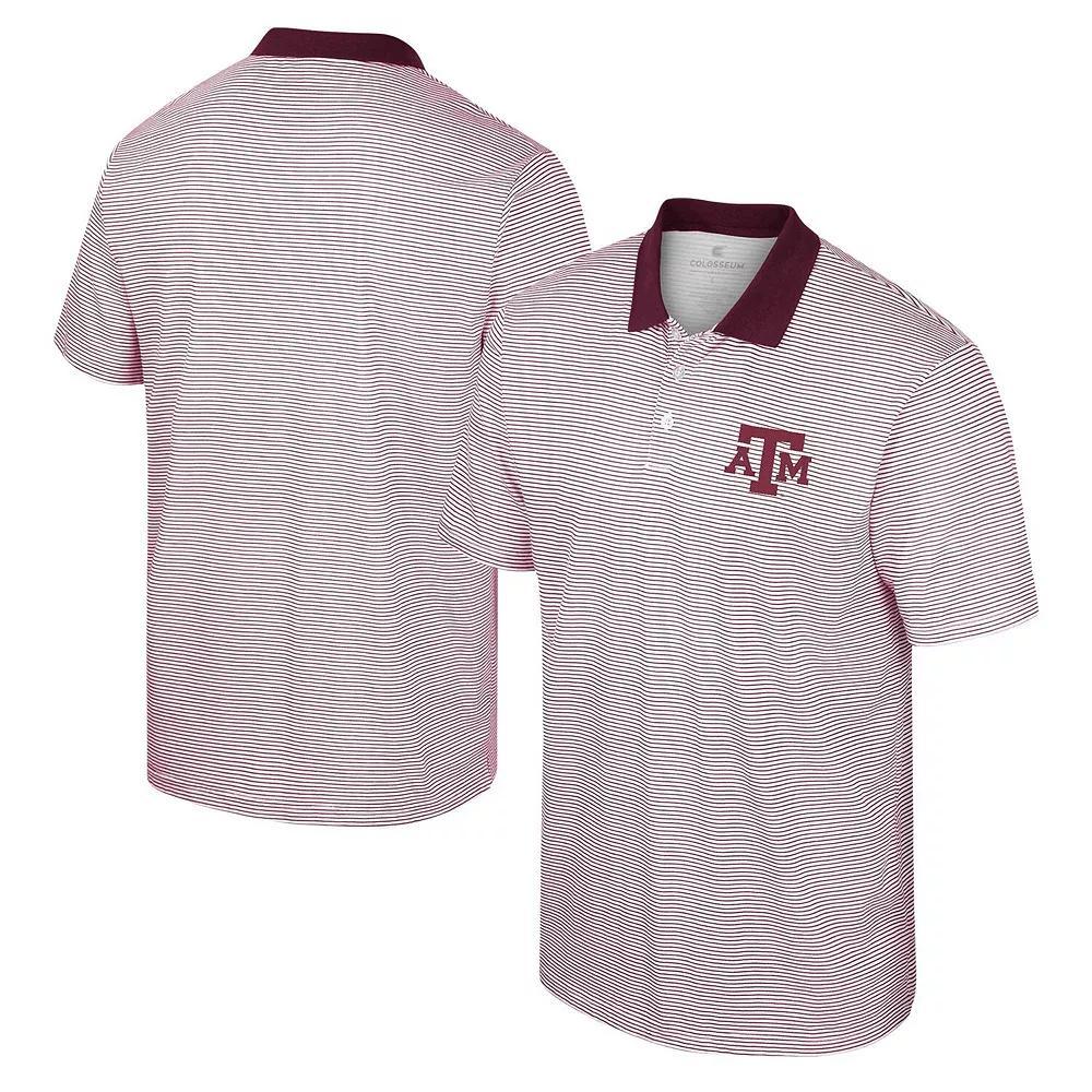 Men's Colosseum White/Maroon Texas A&M Aggies Print Stripe Polo,  Product Image