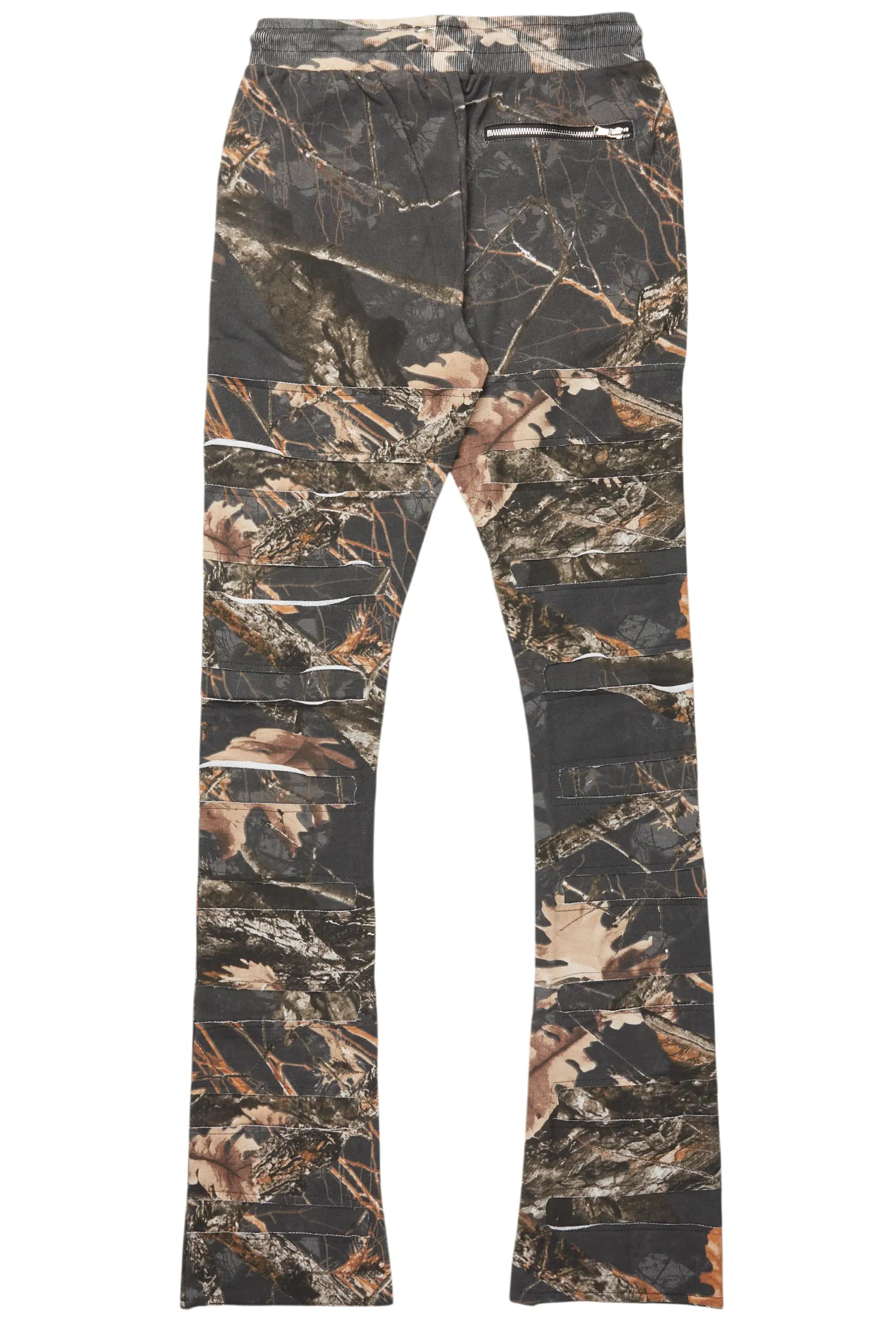 Emilio Black Tree Camo Stacked Flare Track Pant Male Product Image