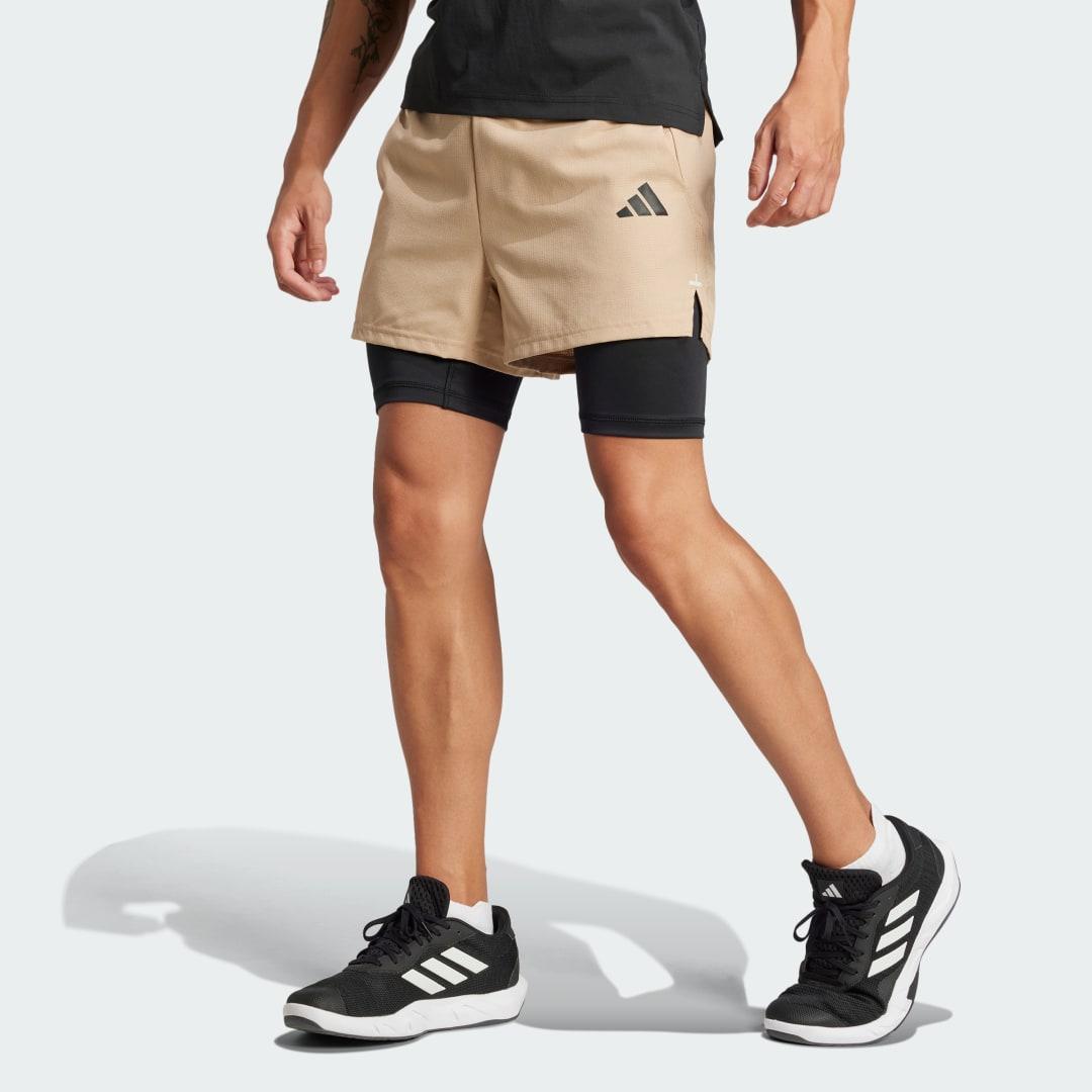 adidas Gym+ 2-in-1 Shorts Dark Blue S Mens Product Image