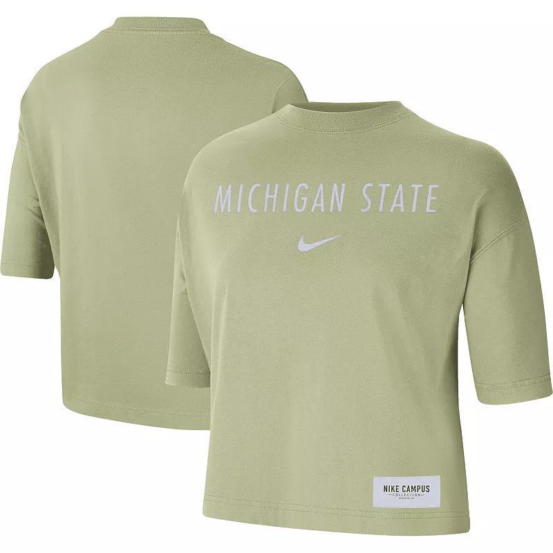 Womens Nike Olive Michigan State Spartans Earth Tones Washed Boxy T-Shirt Product Image