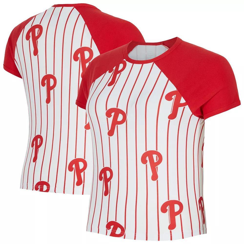 Women's Concepts Sport  White Philadelphia Phillies Outbound Pinstripe Raglan T-Shirt, Size: Medium Product Image