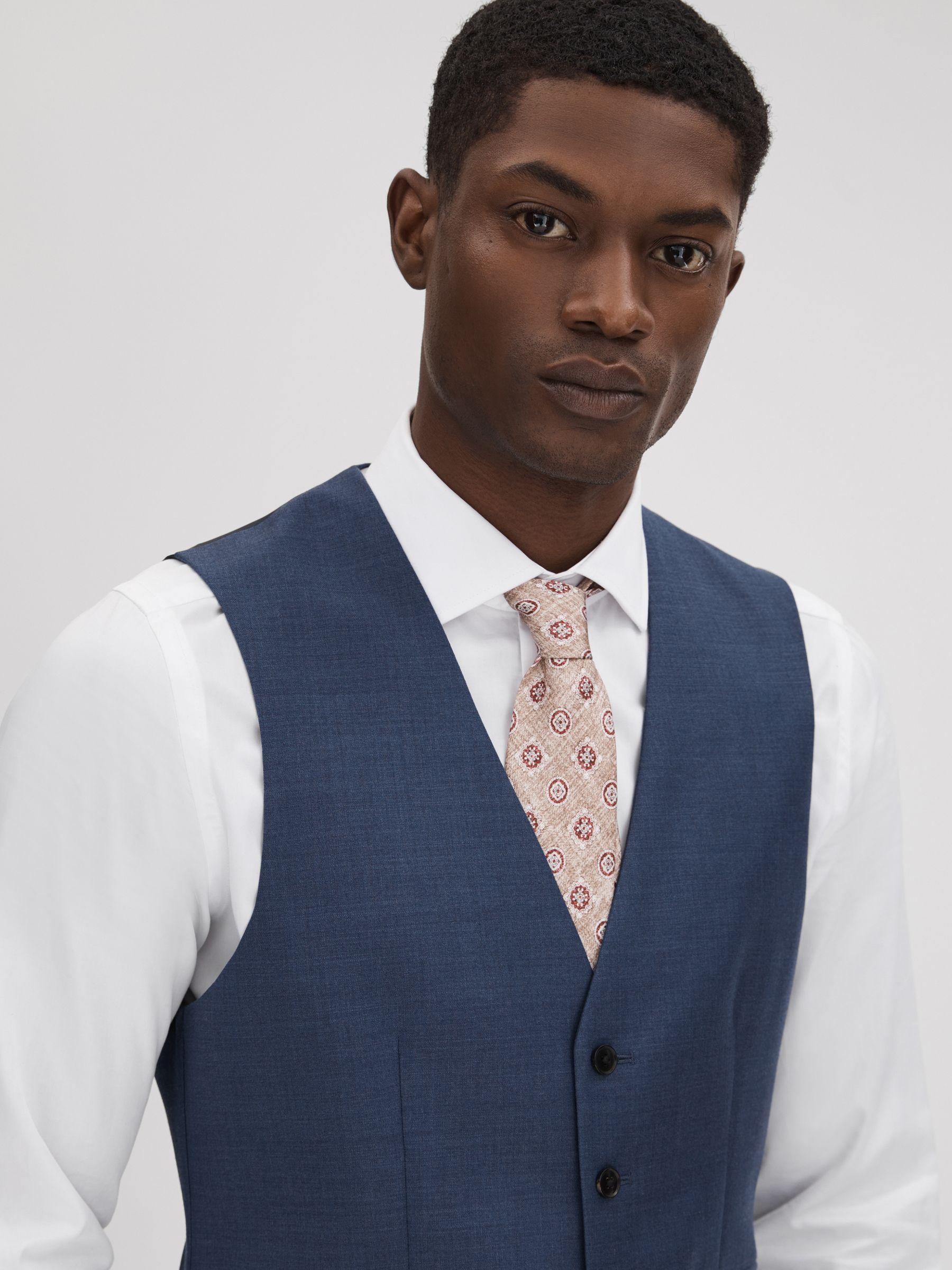 Slim Fit Wool Waistcoat in Bright Blue Product Image