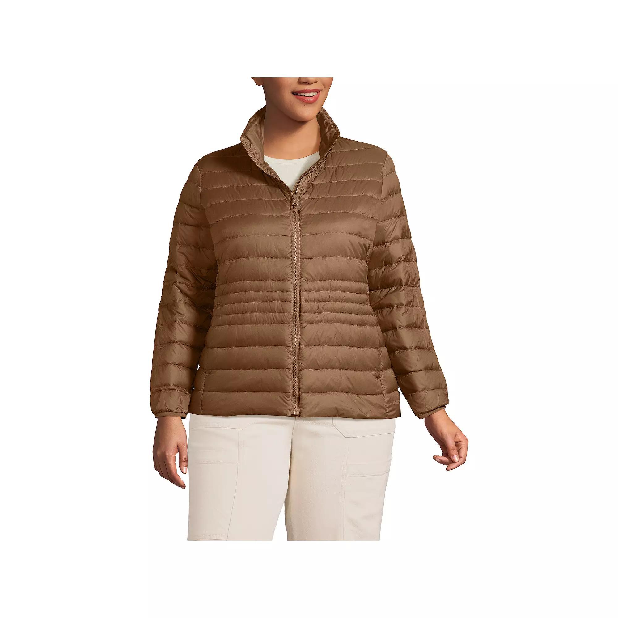 Plus Size Lands' End Wanderweight Packable Down Jacket, Women's, Size: 1XL, Light Carob Product Image