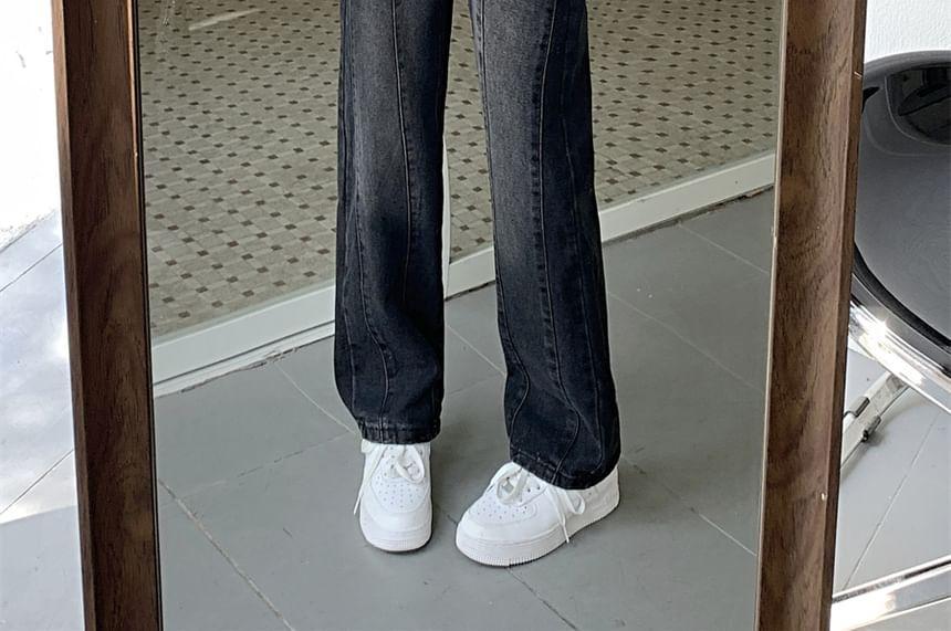 High Waist Washed Loose Fit Jeans (Various Designs) Product Image