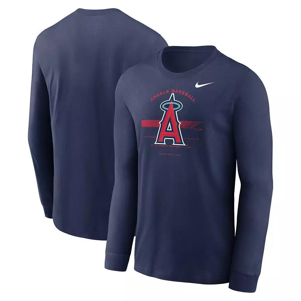 Men's Nike Navy Los Angeles Angels Over Arch Performance Long Sleeve T-Shirt, Size: Small, Blue Product Image