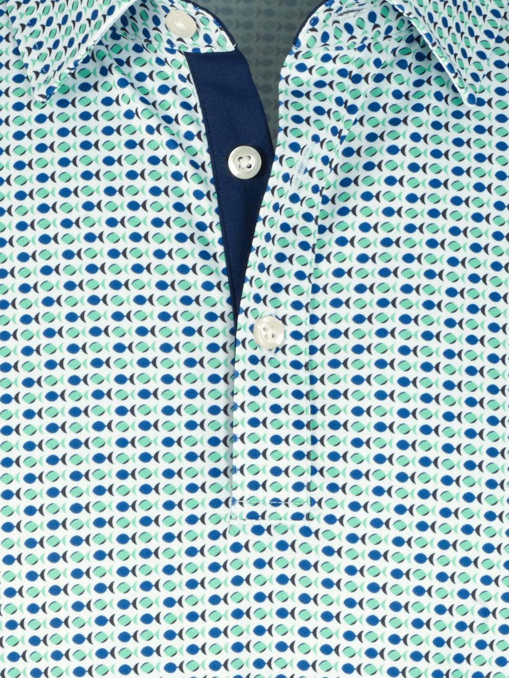 Performance Blend Three Button Polo - Navy/green Product Image