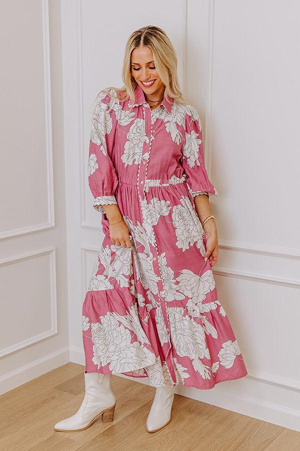 Bistro Bound Floral Midi Dress in Blush Product Image