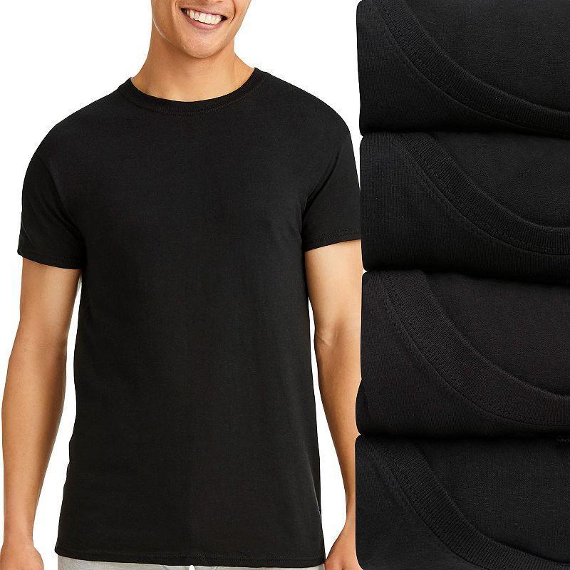 Hanes Ultimate 4-Pack Men's Comfort Fit Cotton Stretch Crewneck Undershirt, Size: Medium, Black Product Image