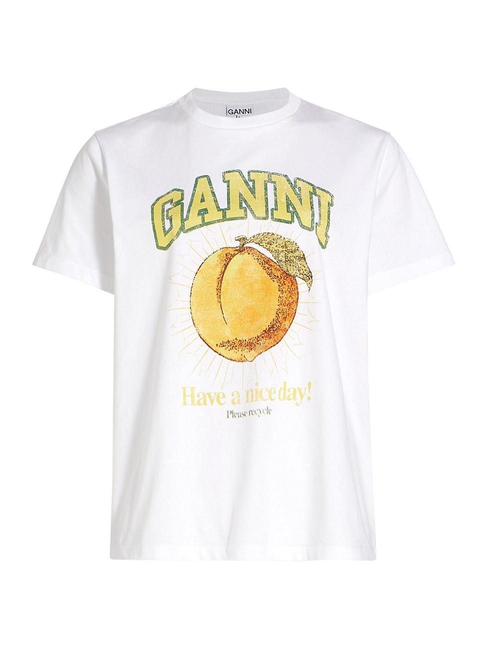 GANNI Basic Jersey Peach Relaxed Tee Bright White S Product Image