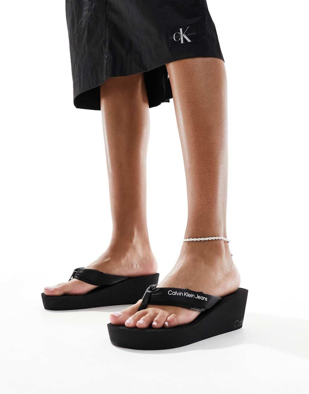 Calvin Klein Jeans padded wedge sandals in multi Product Image