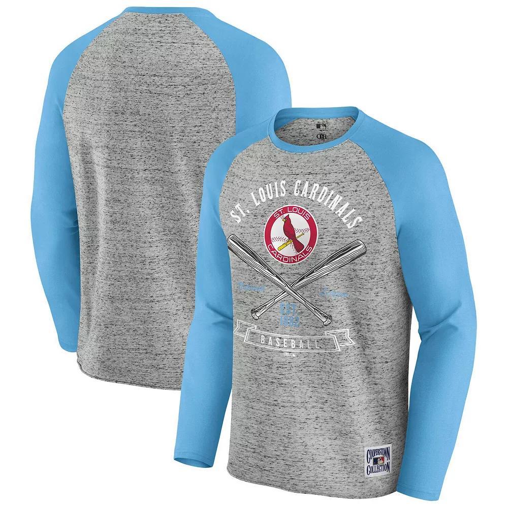 Men's Darius Rucker Collection by Fanatics  Heather Gray St. Louis Cardinals Raw Edge Raglan Long Sleeve Baseball T-Shirt, Size: 2XL, Grey Product Image