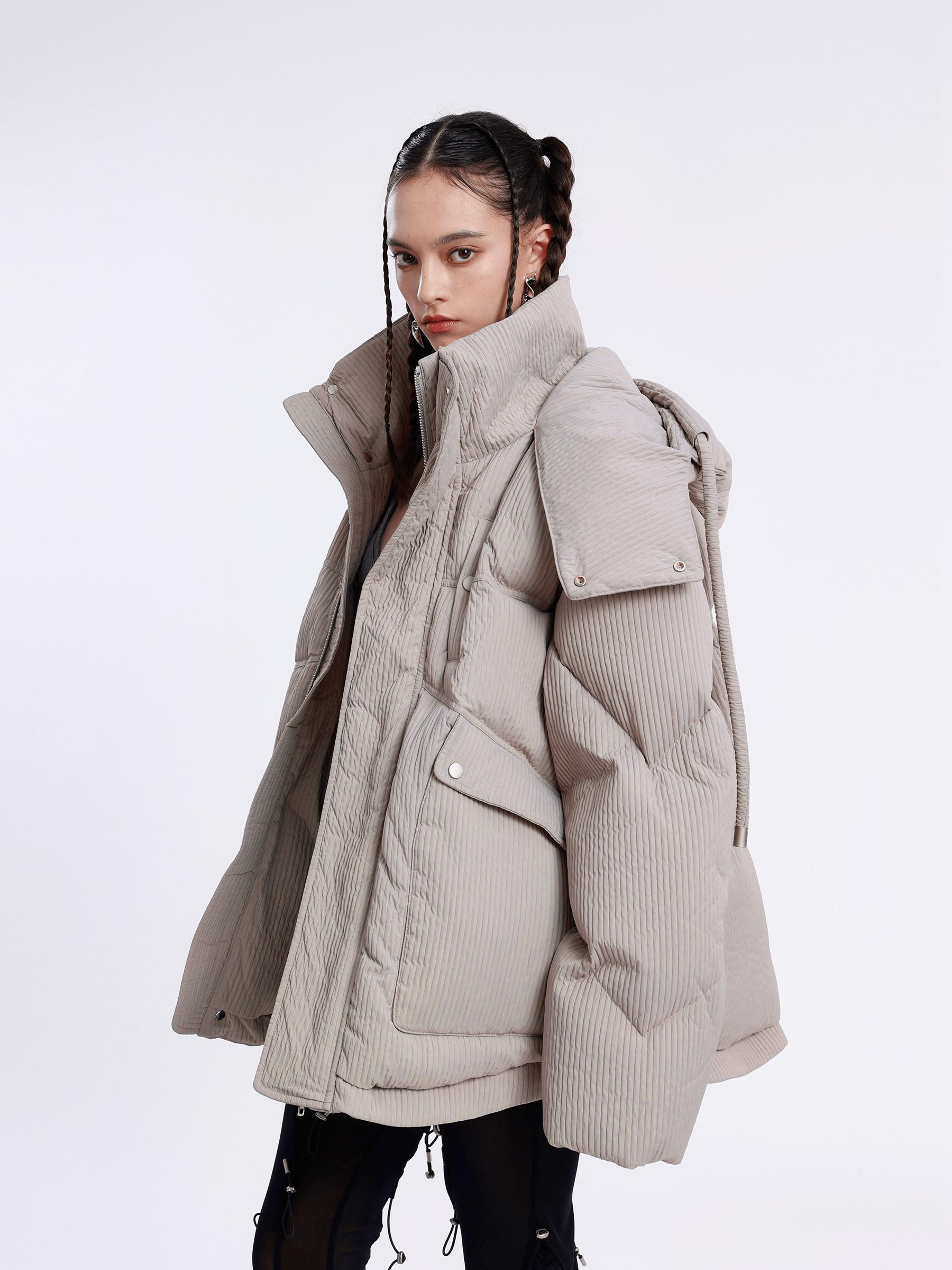 City Of Love Solid Hooded Down Coat Product Image