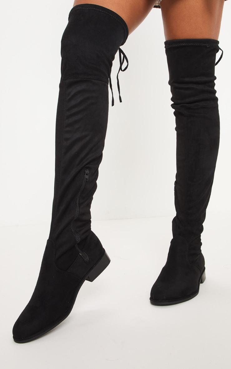 Black Flat Over The Knee Boot Product Image